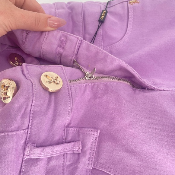 NWT Lavender RHERO Denim Romper With Gold Accents - Picture 12 of 16